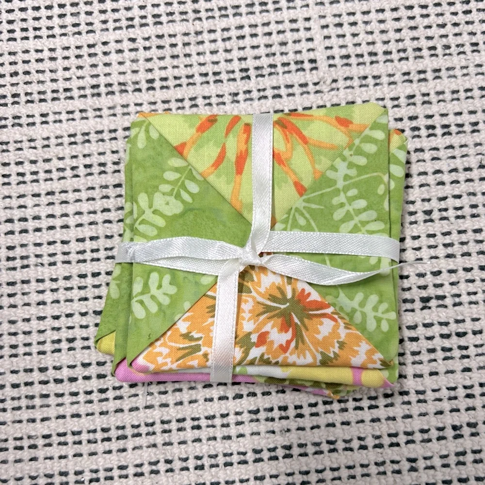 Fabric coasters floral print set of 4